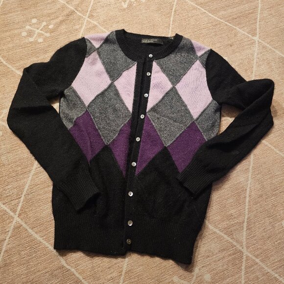 Lord & Taylor Argyle cashmere cardigan - Picture 1 of 10